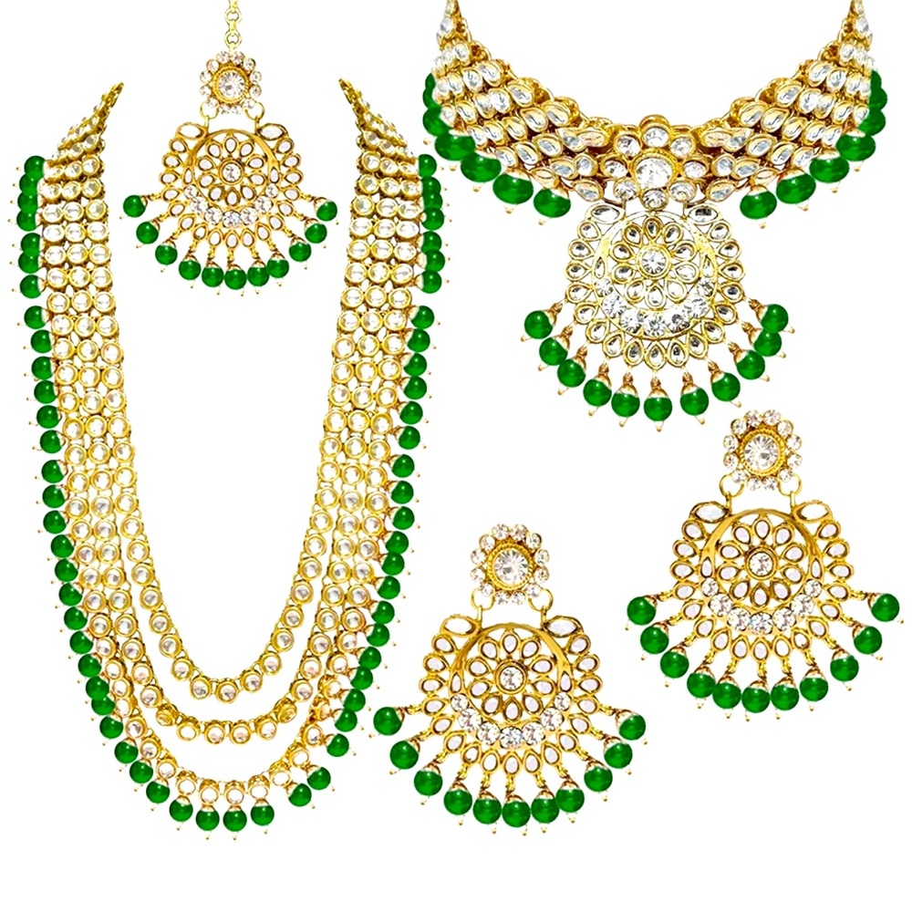 Gold plated kundan pearl wedding choker